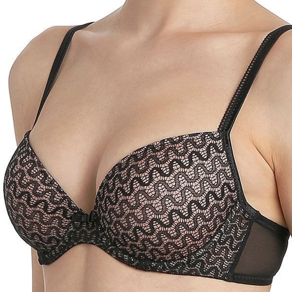 Marie Jo L'Aventure Johnny‎ Round Padded Lace Underwire Bra 32D Black Nude